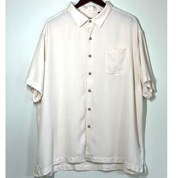Nat Nast XXL White Silk/Cotton Textured Shirt Button Up Short Sleeve - Picture 1 of 7